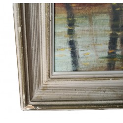 Malarstwo malowanie na panelu Krajobraz jesienny rzeki most natura podpisany Gisèle Darrieux-Boblin (1927)