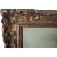 Pöytäöljy kankaalle kohtaus ratsastajat ratsastavat metsästys Eugène Péchaubès Golden Puinen kehys kulta lehti