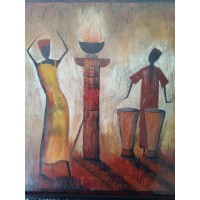 Painting wall decoration representation African dance