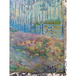 Zestaw 2 starożytnych obrazów Krajobrazy Natura Podpisana E.Bodman 1919