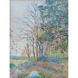 Lot de 2 tableaux anciennes aquarelles paysages nature signées E.Bodman 1919