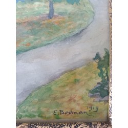 Zestaw 2 starożytnych obrazów Krajobrazy Natura Podpisana E.Bodman 1919