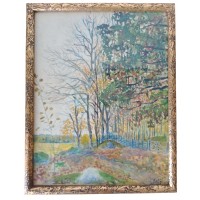 Conjunto de 2 pinturas aquarela velha assinado paisagens natureza E.Bodman 1919