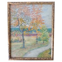 Zestaw 2 starożytnych obrazów Krajobrazy Natura Podpisana E.Bodman 1919