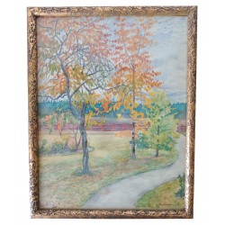 Zestaw 2 starożytnych obrazów Krajobrazy Natura Podpisana E.Bodman 1919