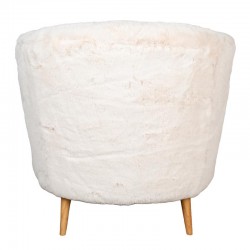 Sedia a slot in pelliccia bianca scandinava e piedini in legno massello - cocon comfort & trendy design
