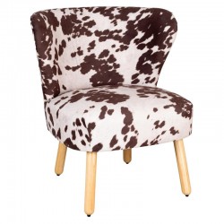 Fauteuil imitation peau de vache brun et beige