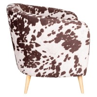 Woonkamer fauteuil imitatie cowkin bruin en beige | Comfortabel zijkant en interieurontwerp