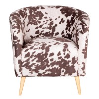 Salon armchair imitation cow skin brown and beige