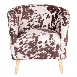 Fauteuil de salon imitation peau de vache marron et beige