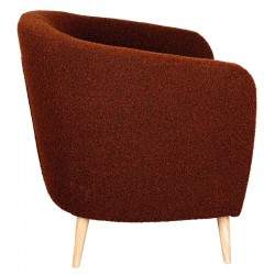 Fauteuil de salon en bouclette marron pieds en bois