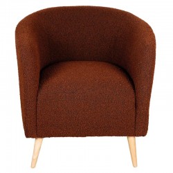 Lounge chair in brown loop and wooden feet | Design and comfortable seat for relaxation area