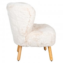 Fauteuil de salon en bouclette blanche pieds en bois