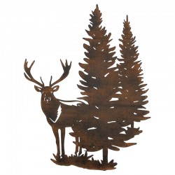 Wall decoration metal fir and deer