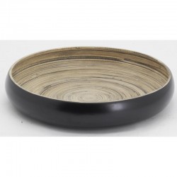 Série de 2 plateaux ronds en bambou laqué noir naturel ø 32-ø 38 cm