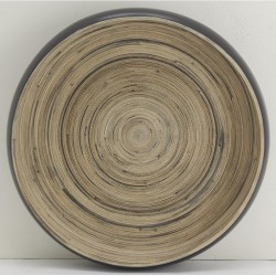 Series of 2 round bamboo trays lacquered black natural ø 32-ø 38 cm