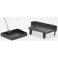 Fireplace grill with ash picker tray in cast iron