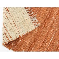 Rectangular floor mat in cotton recycled with fringes 60 x 90 cm