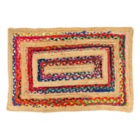 Tapis de sol rectangulaire en jute et coton multicolore 60 x 90 cm