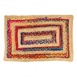 Rectangular floor mat in jute and cotton 60 x 90 cm