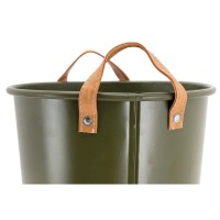 Kaki green tinted metal paper basket