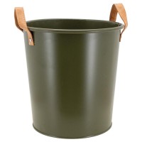 Kaki green tinted metal paper basket