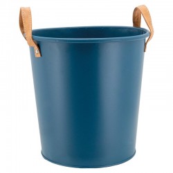Blue tinted metal desktop basket