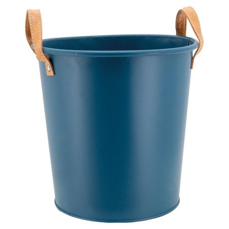 Cesta de escritorio de metal tintado azul