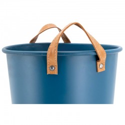 Paper basket in blue tinted metal