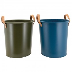 Kaki green tinted metal paper basket