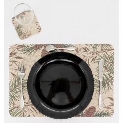 Zestaw 6 zestawów stołowych z tworzywek winylowych, jabłko sosnowego