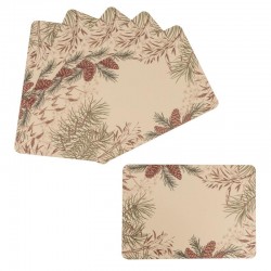 Lot de 6 sets de table en plastique vinyle, décor pommes de pin