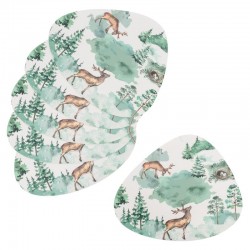 Lot de 6 sets de table en plastique vinyle, décor forêt