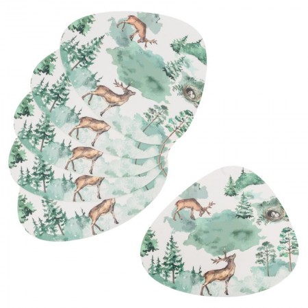 Lot de 6 sets de table en plastique vinyle, décor forêt