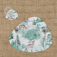 Lot de 6 sets de table en plastique vinyle, décor forêt