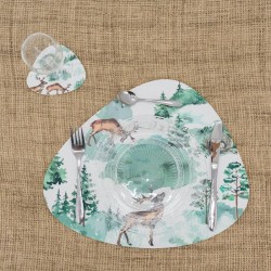 Lot de 6 sets de table en plastique vinyle, décor forêt