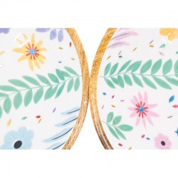 Saladier ronde en bois de manguier et résine décor fleurs ø 30 h 10cm