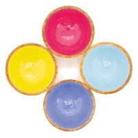 Sarja 4 pyöreä kulho mangroke ja värillinen hartsi ø 12 h 6cm