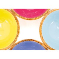 Zestaw 4 okrągłe miski w Mangokrowym i kolorowej żywicy Ø 12 h 6 cm