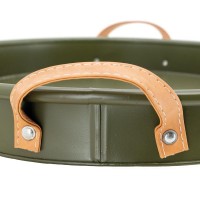 Metallilokero pyöreä väri Khaki käsittelee polyuretaania