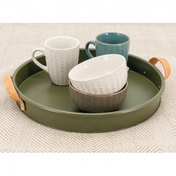 Metalowa taca Okrągły Kolor Khaki Obsługuje poliuretan