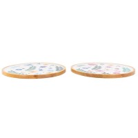 Okrągła taca w Mango Wood and Resin Decor kwiaty