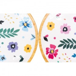 Okrągła taca w Mango Wood and Resin Decor kwiaty