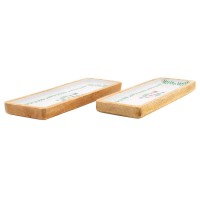 Plateau rectangulaire en manguier et résine décor fleurs