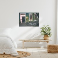 Poster plakatvegg, utskrift fotografi, gammel sjarm: vintage sykkel festet gatehus, arkitektur, urbane