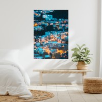 Poster poster wall, printing photography, view from high residential quiet area is illuminated