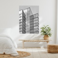Poster wall poster, black and white photography print, Contemporary cubic building windows