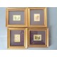 Lot of 4 golden wood frames Lithograph to 23 carat gold leaf