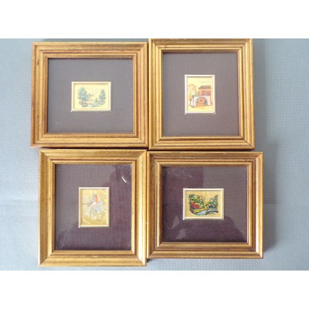Lote de 4 molduras de madeira dourada Litografia para 23 Carat Gold Leaf