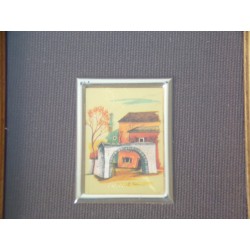 Paljon 4 kultaista puukehystä litografia 23 karaatin kulta lehtiä